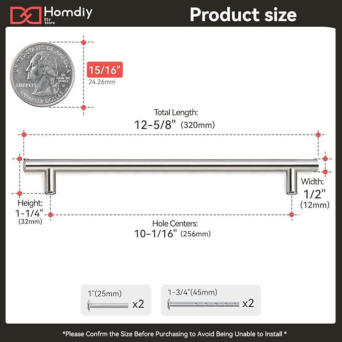 homdiy (35Pack) Brushed Nickel Cabinet Pulls - 7-1/2in Hole Centers Pulls Stainless Steel Kitchen Cabinet Handles Modern Drawer Pulls for Dresser Drawer Pulls