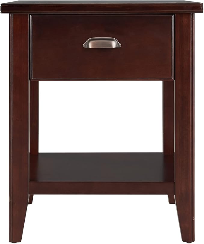 Leick Home Laurent Solid Wood Side Table with Hidden Compartment, Chocolate Cherry Brown, Perfect for Living Rooms, Bedrooms, and Offices, 10507-SC