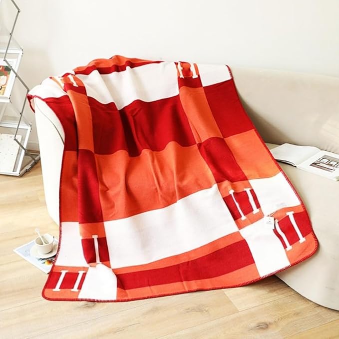 h Blanket Soft Fleece Sofa Throw Blanket for Women Couch Bed Plush Wool Stitch Flannel Cozy Large Comfy Quilt Aesthetic New Home Living Dorm Bedroom Decor Travel Essentials Gifts (Red)