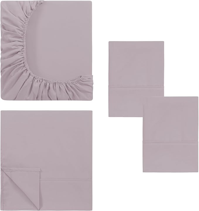 Modern Threads Soft Microfiber Solid Sheets - Luxurious Microfiber Bed Sheets - Includes Flat Sheet, Fitted Sheet with Deep Pockets, & Pillowcases Dusty Mauve Twin