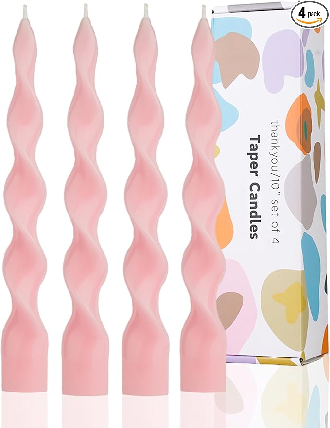 9.8" Pink Tall Taper Candle Sticks Dripless Taper Candle Handmade from Vegan Soy Wax for Holiday Wedding Party Home Dinner Decoration Party and Any Occasion,Set of 4(Pink)