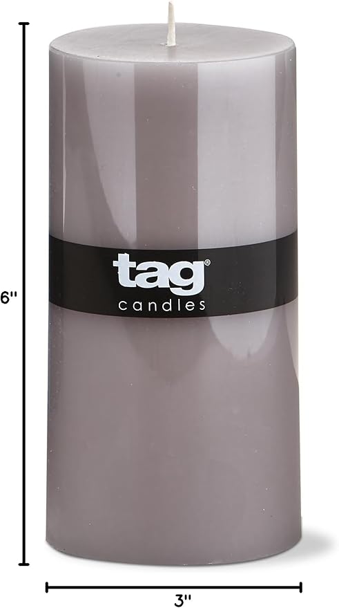 tag Color Studio 3X6 Pillar Gray Smokeless Paraffin Wax Burn Time 85 Hours 3x6 Gray