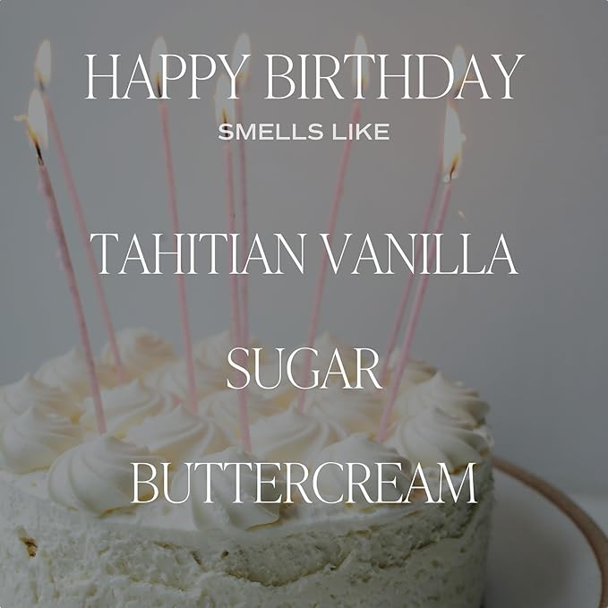 Sweet Water Decor Happy Birthday Soy Candle - Vanilla Sugar & Buttercream Sweet Scented Happy Birthday Candle Gift for Mom, Friends & Girls - 40 Hour Burn Time - 9oz - Non Toxic