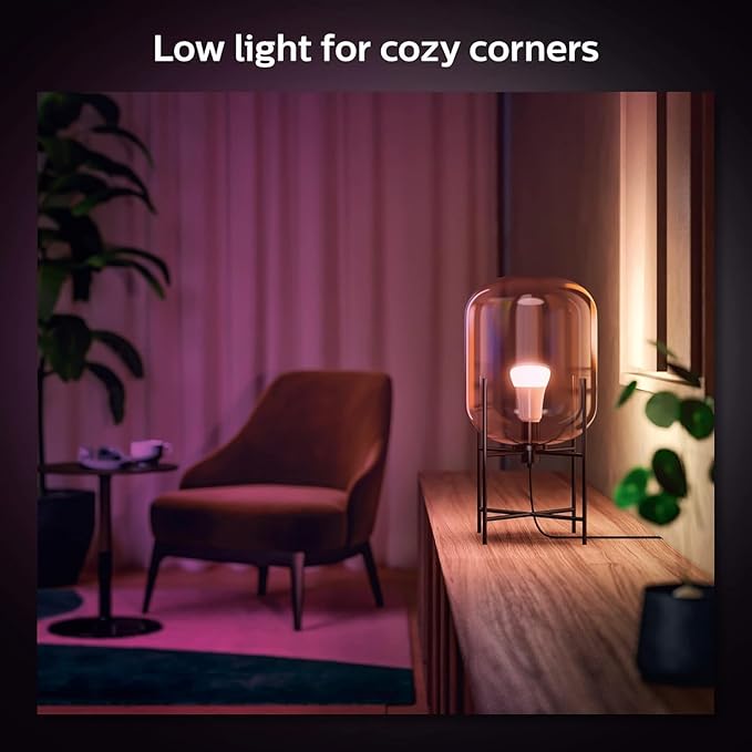 Philips Hue Smart 60W A19 LED Bulb - White and Color Ambiance Color-Changing Light - 4 Pack - 800LM - E26 - Indoor - Control with Hue App - Works with Alexa, Google Assistant and Apple Homekit