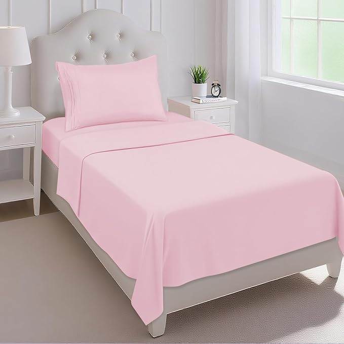 Mejoroom Twin Sheet Set - Hotel Collection Twin Sheets - Bedding Sheets & Pillowcases with Deep Pocket Fitted Sheet, Breathable, Wrinkle & Fade Resistant - 3 Piece(Blush Pink)