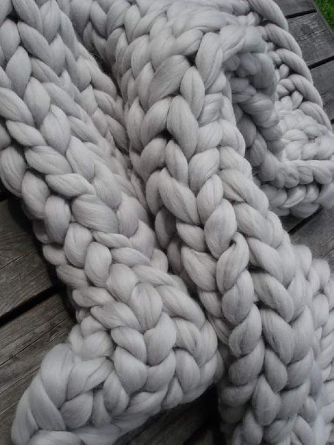 Chunky Knit Blanket Soft Handmade Knitting Throw for Bedroom Sofa Decor Super(Light Gray40 x80)