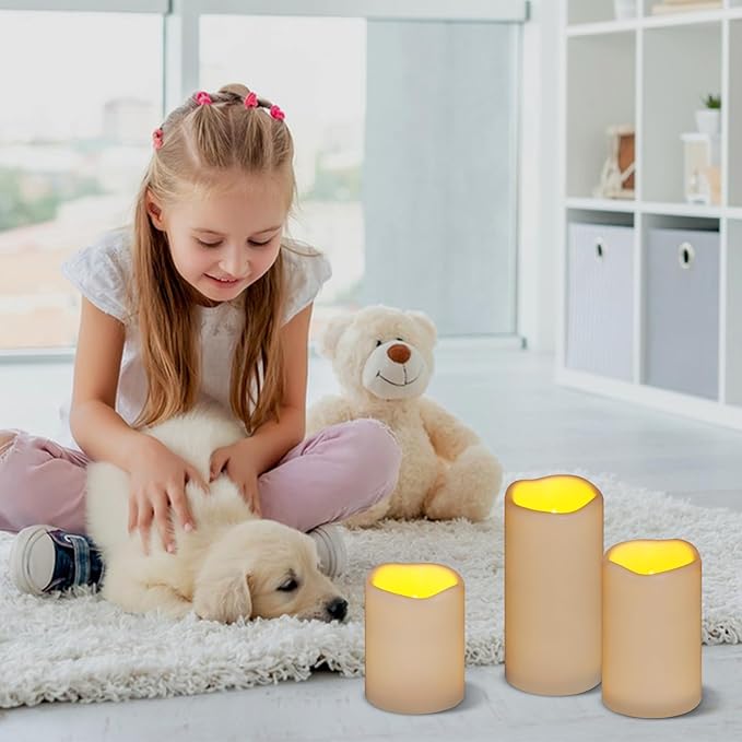 Flameless Candles 4" 5" 6" Set of 18 Ivory Waterproof Pillars Battery Operated Flickering Candles Include 10-Key Remote Timer Function 400+ Hours by 2 AA Batteries (Warm Light 18 Pack)