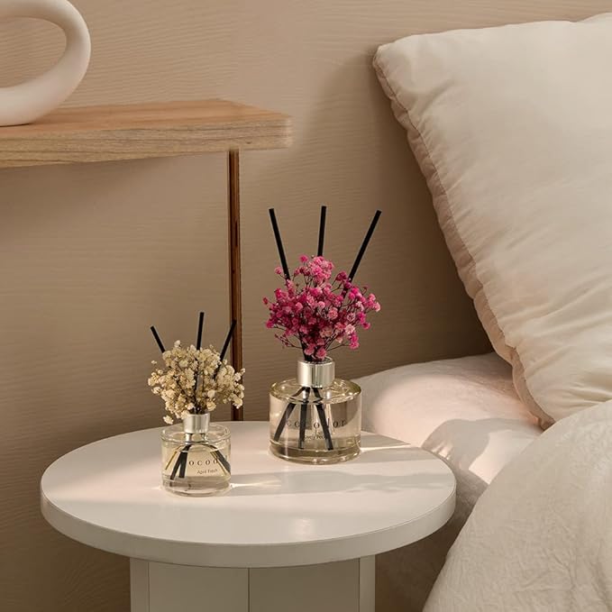 COCODOR Flower Reed Diffuser Set / 6.7oz / Pure Cotton/Scent Diffuser with Sticks Home Fragrance Reed Diffuser for Bathroom Shelf Decor