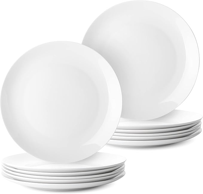 BTaT- White Dinner Plates, 10.5 inch, Set of 12, White Plates, White Dinner Plates Bulk, White Plate Set, Plates, Dinner Plates, Plates Set, Restaurant Dishes, White Porcelain Dinner Plates