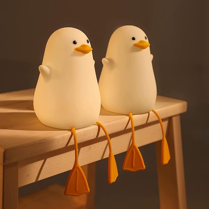Attivolife Duck Night Light for Kids, Cute Animal Silicone Lamp Touch Control + Dimmable + Timer, USB Rechargeable LED Feeding, Bedside Bedroom Decor Birthday Gifts for Toddler Baby Women