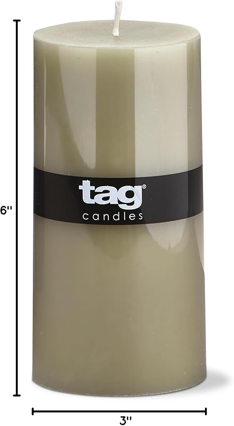 tag Color Studio 3X6 Pillar Candle Sage Green Smokeless Paraffin Wax Burn Time 85 Hours 3x6 Sage Green