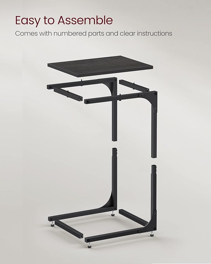 VASAGLE C-Shaped End Table Set of 2, Small Side Table for Couch, Sofa Table with Metal Frame for Living Room, Bedroom, Bedside, Ebonized Oak and Black