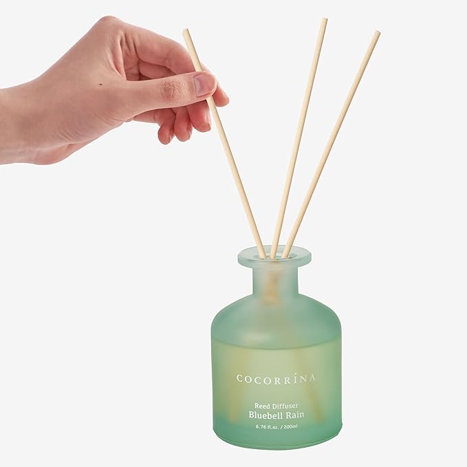 Cocorrína Reed Diffuser - Bluebell Rain 6.76oz Diffuser with 8 Sticks Home Fragrance Essential Oil Reed Diffuser for Bedroom Bathroom Shelf Decor Office Decor (Summer Collection)