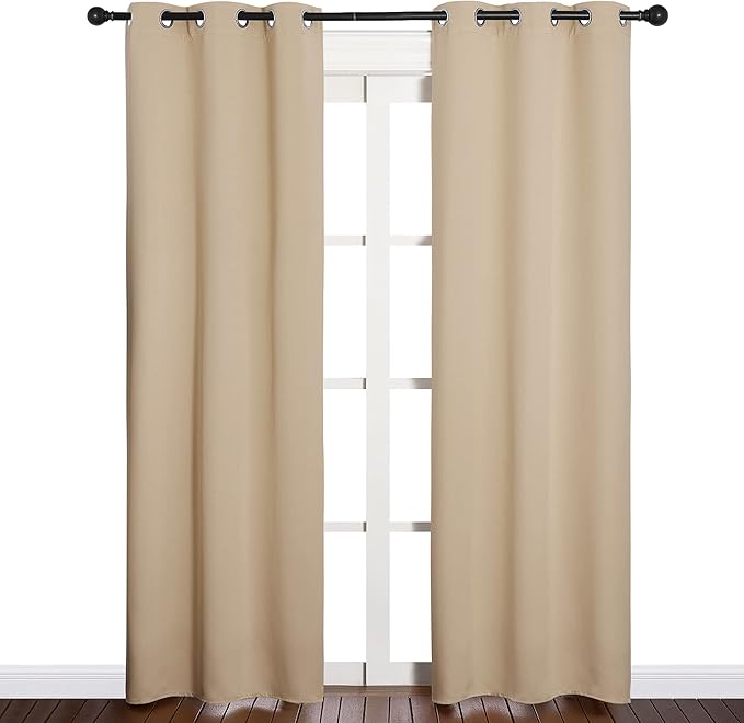 NICETOWN Room Darkening Draperies Window Curtain Panels, Thermal Insulated Grommet Room Darkening Curtains for Bedroom (Biscotti Beige, 2 Panels, W34 x L84 -inch)