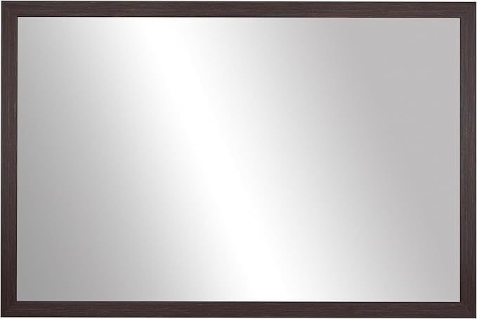 Frame My Mirror Brown Bathroom Mirror for Wall, 30" x 42" Espresso Textured Bathroom Vanity Mirror, Made in USA, Hangs Horizontally or Vertically, Ellis Design