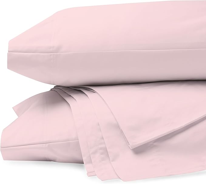 SUPREME ELEGANCE Hotel Luxury Bed Sheets, 400TC Twin Blush Sheet Set, 100% Cotton Bed Sheets, Back to School College Essentials, Skin Friendly Bedding Set with Deep Pocket, Percale Cooling Sheets