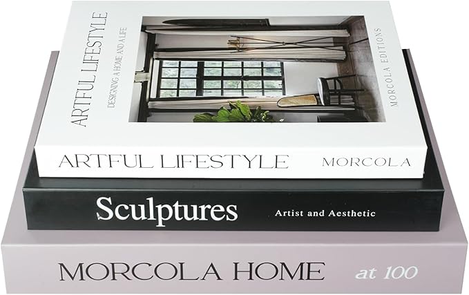 Set of 3 Decorative Books for Home Decor,Mid Century Modern Faux Decor Book for Decoration,Fake Books for Coffee Table/Bookshelf/Mantel Decor,Photo Storage or Keepsake Box (Black)