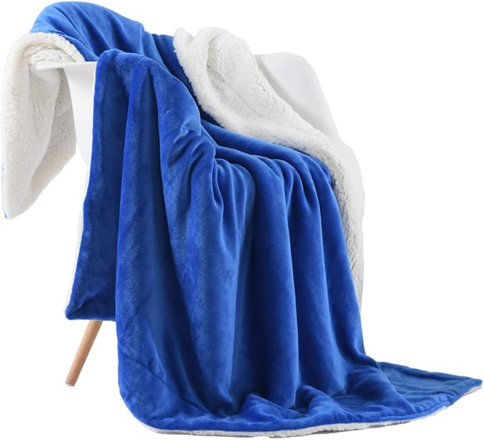 NANPIPER Throw Blanket Sherpa Flannel Blankets Soft Fuzzy Plush Fleece Microfiber for Bed/Couch (60"x80",Princess Blue)