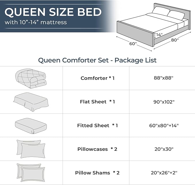 HEVUMYI Oatmeal Queen Comforter Set - 7-Piece All Season Bed in a Bag Queen, Ultra Soft Bedding Set with Comforter, Flat Sheet, Fitted Sheet, Pillowcases, Pillow Shams