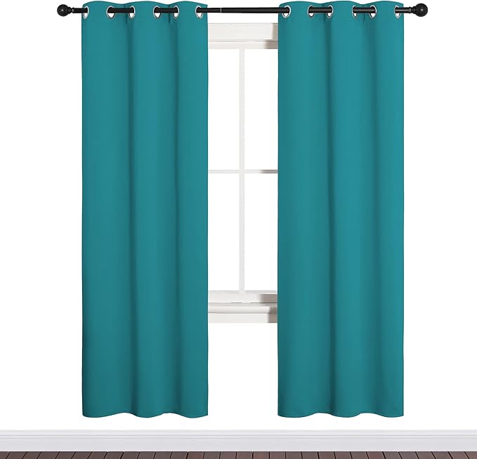 NICETOWN Room Darkening Curtains 72 inch Length 2 Panels, Thermal Insulated Grommet Blackout Curtains for Modern Casual Elegant Bedroom Kids Room Theme Decoration (Peacock Teal, 2 Pieces, W34)