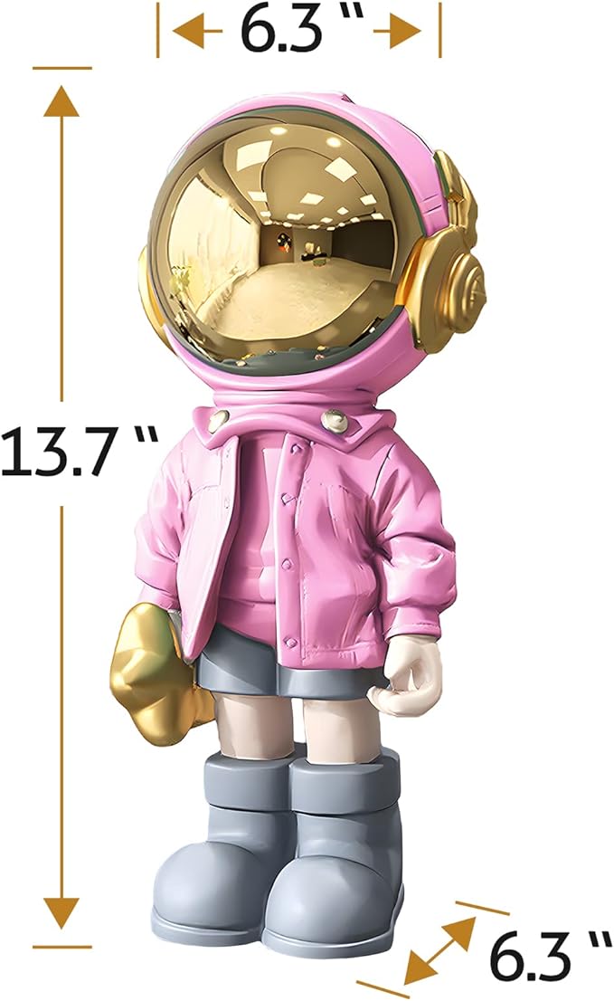Astronaut Statues Spaceman Sculpture Modern Arts Gifts Pink Figurine Ornament Room Decor for Men,Home and Crafts Desktop Accessories Tabletop Decoration, Living Room, Office, Bookshelf…