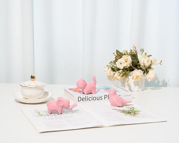 Small Elephant Statue Good Luck 2-Pack 4 inch Shiny Silver Accent Small Knick Knacks Gifts, for Home Office Shelf Desk Coffee Table Decoration