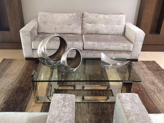 Modern Day Accents 3501 Large Anillo 2-Tone Decorative, Aluminum, Tabletop, Accents, House Decor, Bowl, Modern, Engagement Wedding Trays, Ring Display Stand, Key Holder 16"L x 8"W x 16"H, Brown Silver