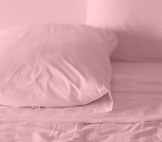 RUVANTI 100% Cotton Full Size Bed Sheets, 4 Pieces, Soft & Breathable Percale Weave Bedding, Deep Pocket 16", Hotel Standard, Crisp Cool Feel, Durable, Perfect Sheet Set Dyed, Bridal Rose
