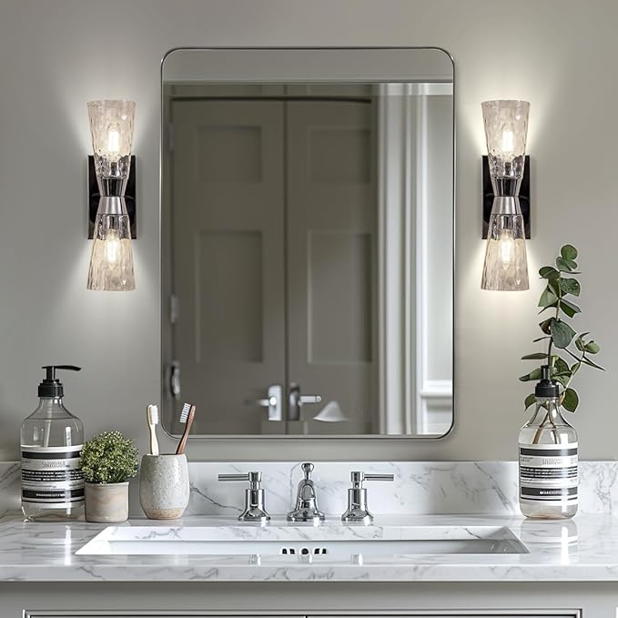 ANDY STAR Chrome Mirror for Bathroom, 24"x36" Metal Frame Wall Mirror with Rounded Corner, Modern Rectangle Bathroom Vanity Mirror with Polish Finish