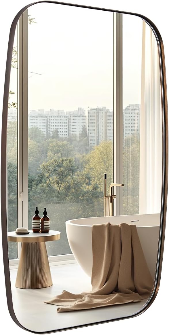 ANDY STAR Oval Mirrors for Bathroom, 20x30 Bronze Bathroom Vanity Mirror with Metal Frame, Oil Bronze Oblong Mirror for Over Sink, Modern Anti Rust Wall Mounted