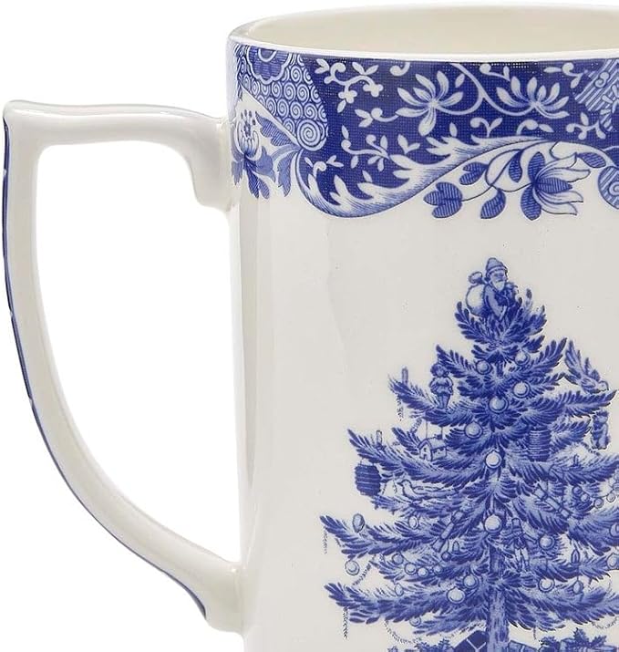 Spode Blue Italian Christmas Mug, 12oz - Elegant Holiday Drinkware with Iconic Christmas Tree Motif, Dishwasher & Microwave Safe Festive Mug for Hot Cocoa, Tea, Coffee Lovers - Ideal for Bar Cart