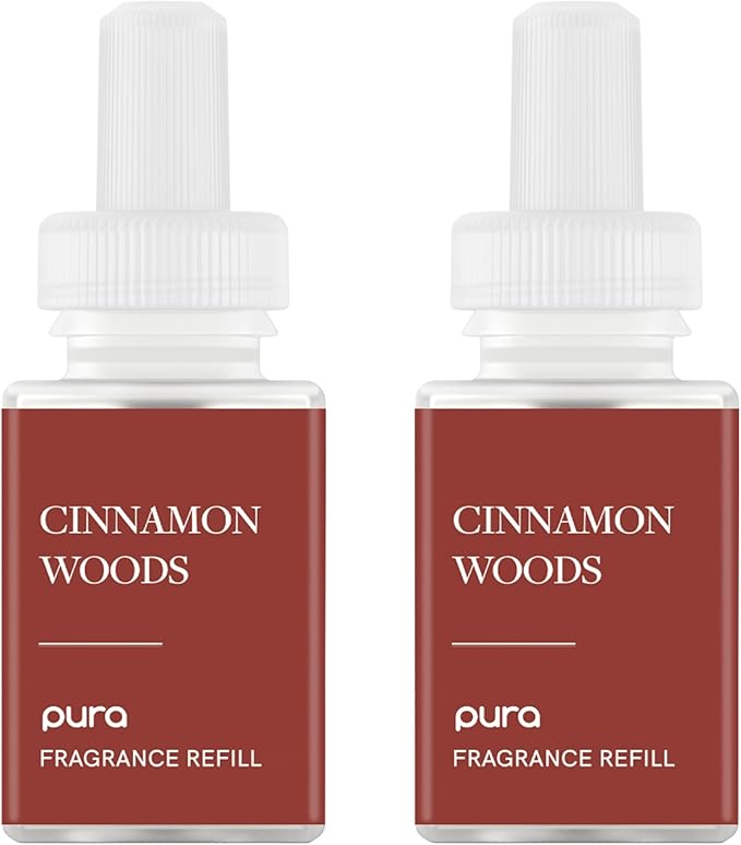 PuraHome Scent Refill - Smart Home Air Diffuser - Up to 120-Hours of Luxury Fragrance per Refill - Home Essential - Clean & Safe Diffuser Fragrance - 2 Pack, Cinnamon Woods