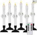 Homemory 6 Pcs Window Candles with Remote Timer Dimmer, Battery Operated Candlesticks with Holders and Suctions, White LED Christmas Candle for Window Xmas Holiday Decor