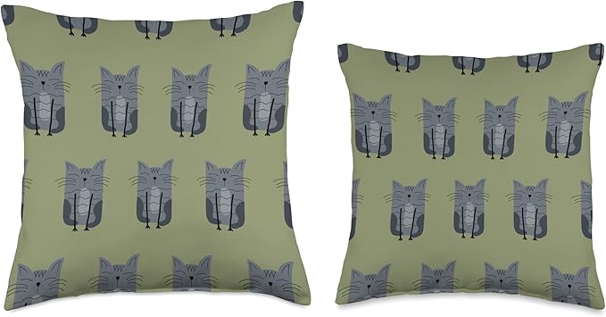 Cute Scandinavian Animals Designs Scandinavian Cat Boho Pattern Throw Pillow, 16x16, Multicolor