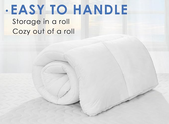 Marine Moon Mattress Topper King, Cooling Plush Pillow Top, Extra Thick Hotel Quality Down Alternative Filled, Softest Fluffy Mattress Toppers for Back Pain