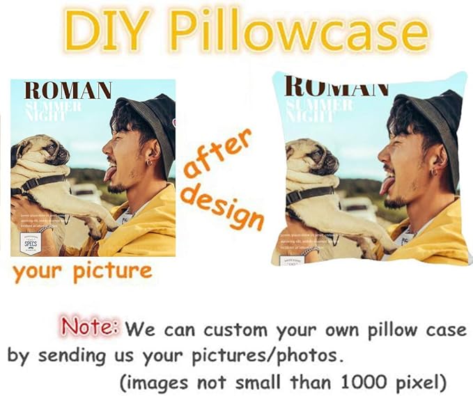 Shop&Three Custom Design Photos or Text Outdoor/Indoor Throw Pillowcase,Personalized Pet Photo Pillow, Love Photo Throw Pillowcases, Wedding Keepsake Throw Pillow Covers 16" x 16"