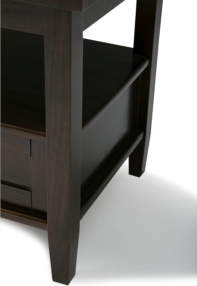 SIMPLIHOME Warm Shaker SOLID WOOD 20 inch Wide Rectangle Transitional End Side Table in Tobacco Brown for the Living Room and Bedroom