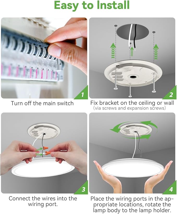 zemty 23 Inch LED Flush Mount Ceiling Light, Super Slim 56W 5040lm LED Ceiling Light, 3 Color Temperature in One 3000k/4500k/6000K Round Light Fixture for Bedroom, Kitchen, Dining Room (White)