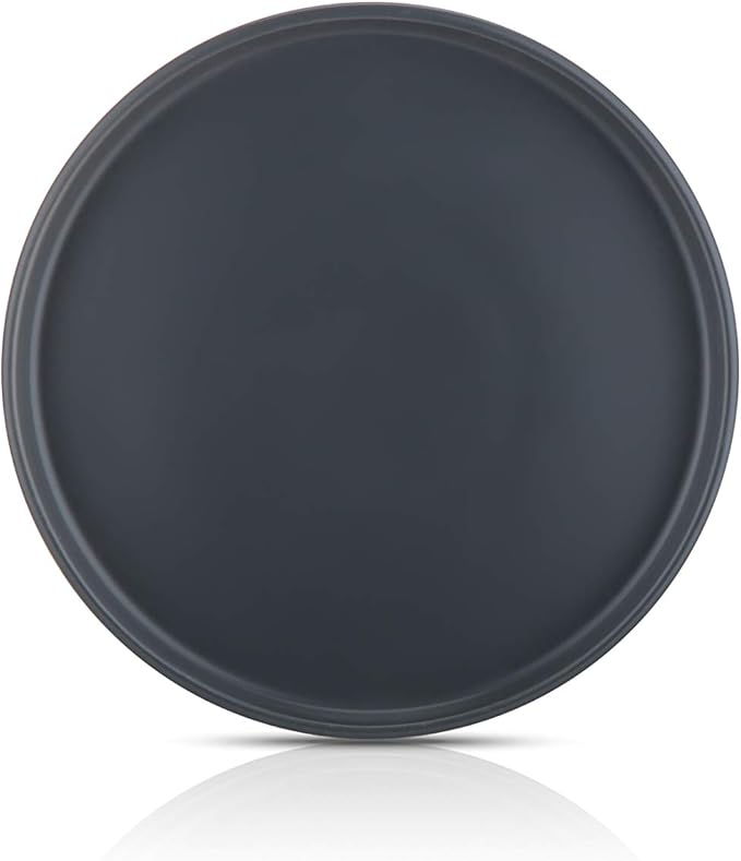 Stone Lain Stoneware Coupe - Celina Round Salad Plates Set, 4-Piece, Grey Matte