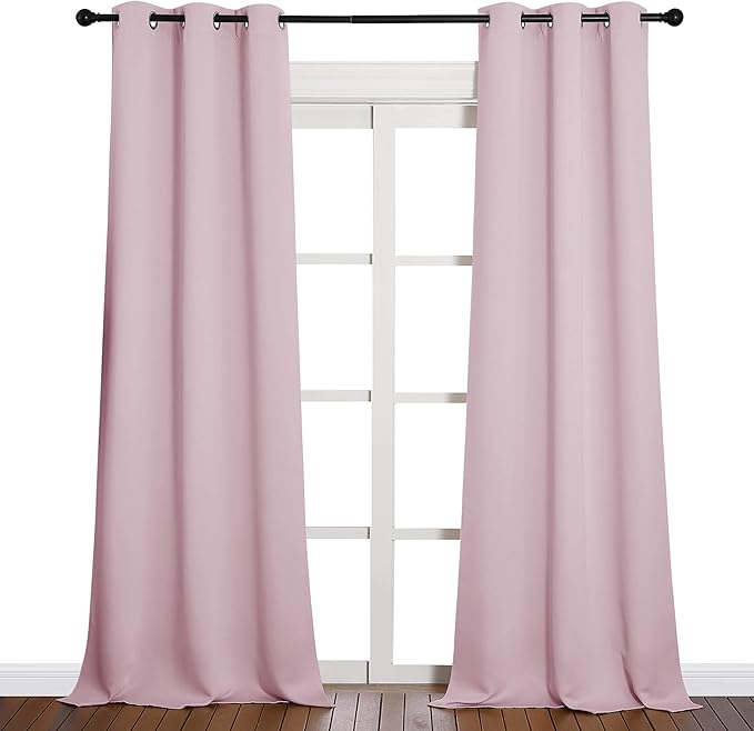 NICETOWN Room Darkening Drapes for Nursery - Light Blocking Curtain Panels for Bedroom Girl Room, Soft Fabric Window Treatment (Lavender Pink, 42 inches Width by 90 inches Length, 1 Pair)