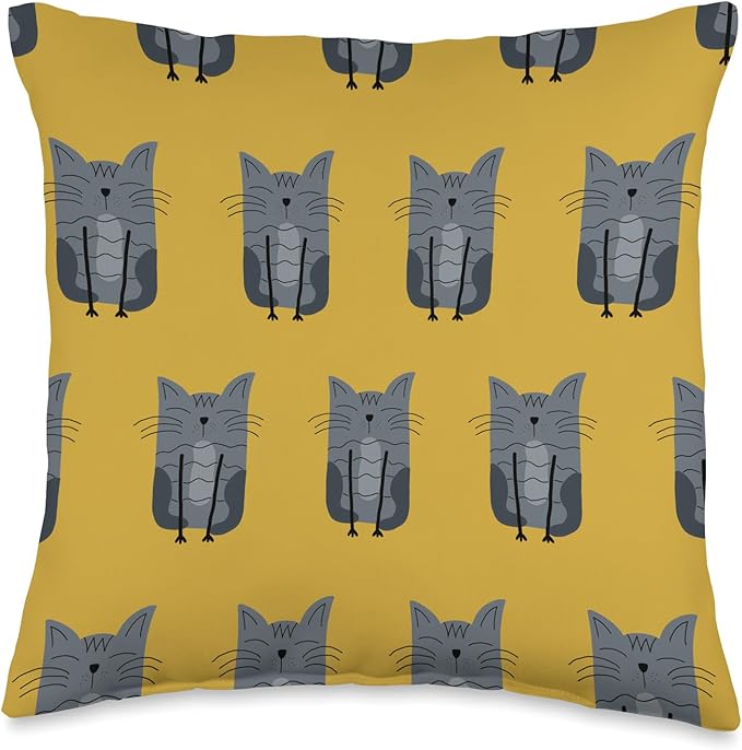 Cute Scandinavian Animals Designs Scandinavian Cat Boho Pattern Throw Pillow, 16x16, Multicolor