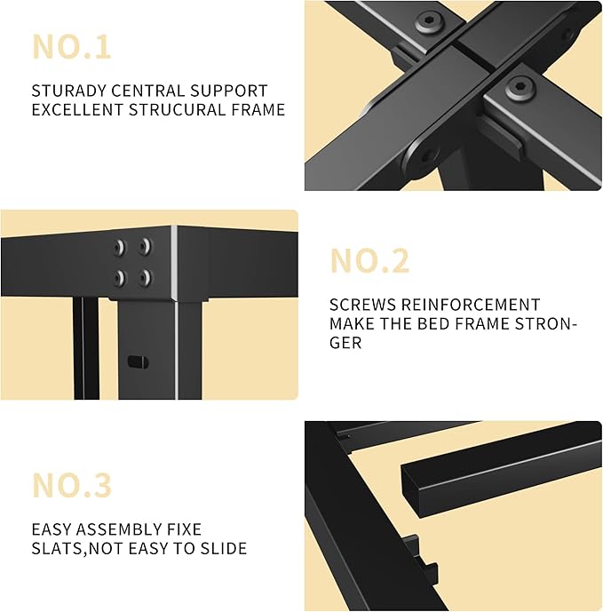 ALDRICH Metal King Size Bed Frame - 16 Inch Tall Black Basic Steel Slats Platform, Easy Assembly Heavy Duty Noise Free Bedframes, No Box Spring Needed