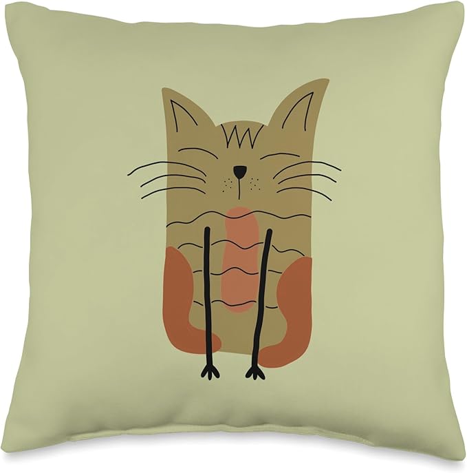 Cute Scandinavian Animals Designs Mom Scandinavian Lover Boho Cats Throw Pillow, 16x16, Multicolor