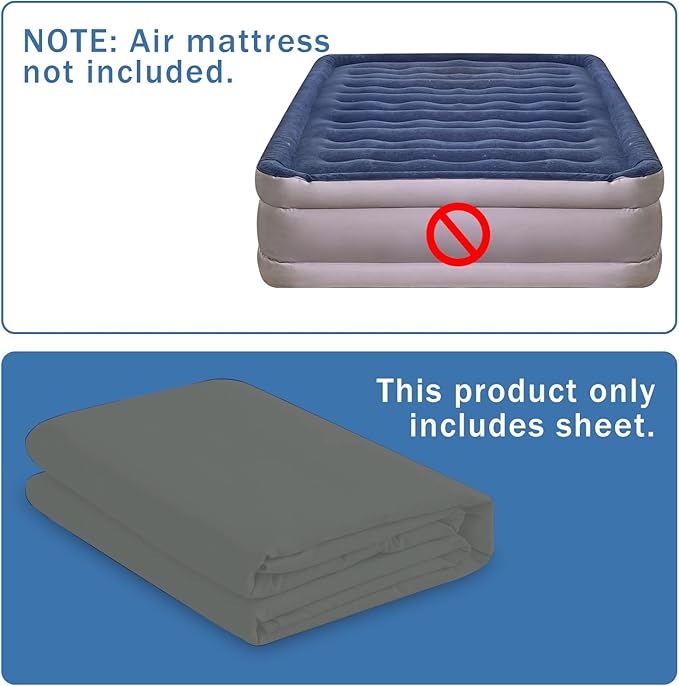 Bedecor Air Bed Sheets for Mattress Cover Removable Bed and Elastic Band Super Soft and Breathable & Deep up to 21" Dark Gray Twin