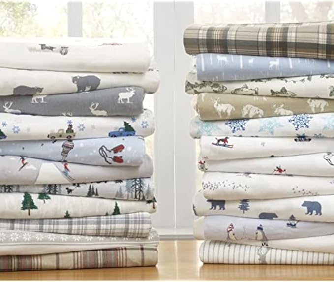 Eddie Bauer - King Sheets, Cotton Flannel Bedding Set, Brushed For Extra Softness, Cozy Home Decor (Bear Family, King)