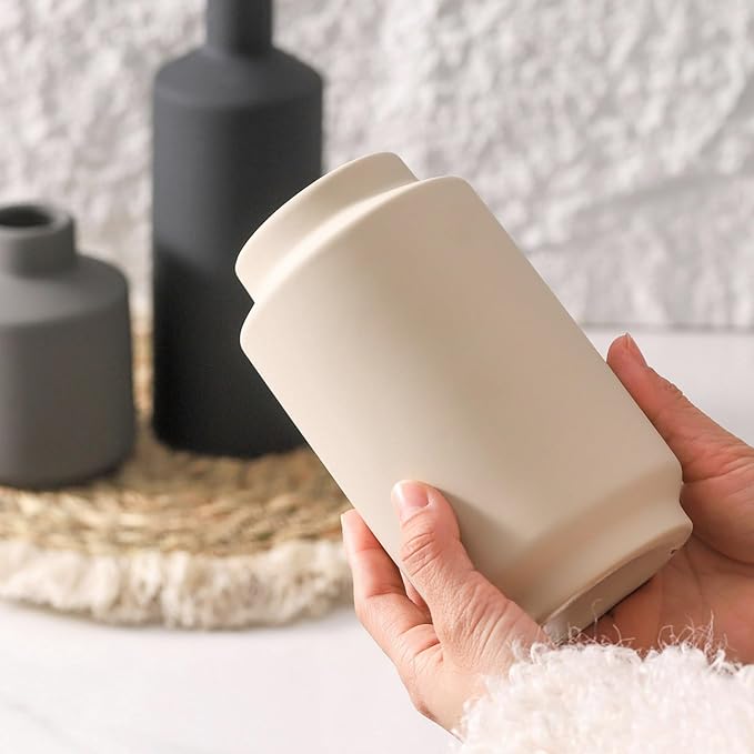 Ceramic Vase Set of 3, Modern Decorative Vases for Home Decor, Small Flower Pottery Vase Sets, Boho Farmhouse Rustic Vases for Living Room, Kitchen, Bedroom, Bathroom, Shelf, Table