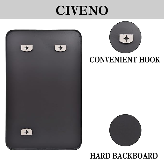 Bathroom Mirror, 55 x 36 inch Black Rectangle Wall Mirror, Metal Frame Rounded Corner Vanity Mirror, Large Wall Mounted Mirrors for Over Sink Bedroom Living Room Horizontal Or Vertical Mounting