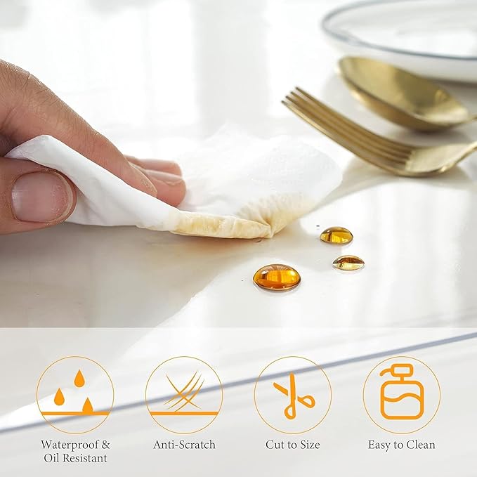 Deep Dream 1.5mm Clear Desk Cover Protector, 40×76 Inch Clear Desk Cover, Clear Desk Mat, Table Cover Tablecloth Protector Rectangle, Table Protector for Dining Room Table