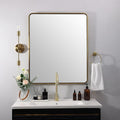 ANDY STAR Gold Bathroom Mirror for Wall, 30x36’’ Brushed Gold Rounded Rectangle Mirror for Vanity in SUS304-Anti-Rust, Wall-Mounted Horizontal/Vertical 1’’ Deep