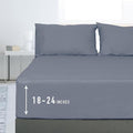 Sunflower Queen Fitted Sheet, 1-Piece Extra Deep Pocket Fitted Bottom Sheet 22", 100% Cotton Sateen Soft Breathable, Stone Blue